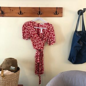 Madewell cranberry daisy romper